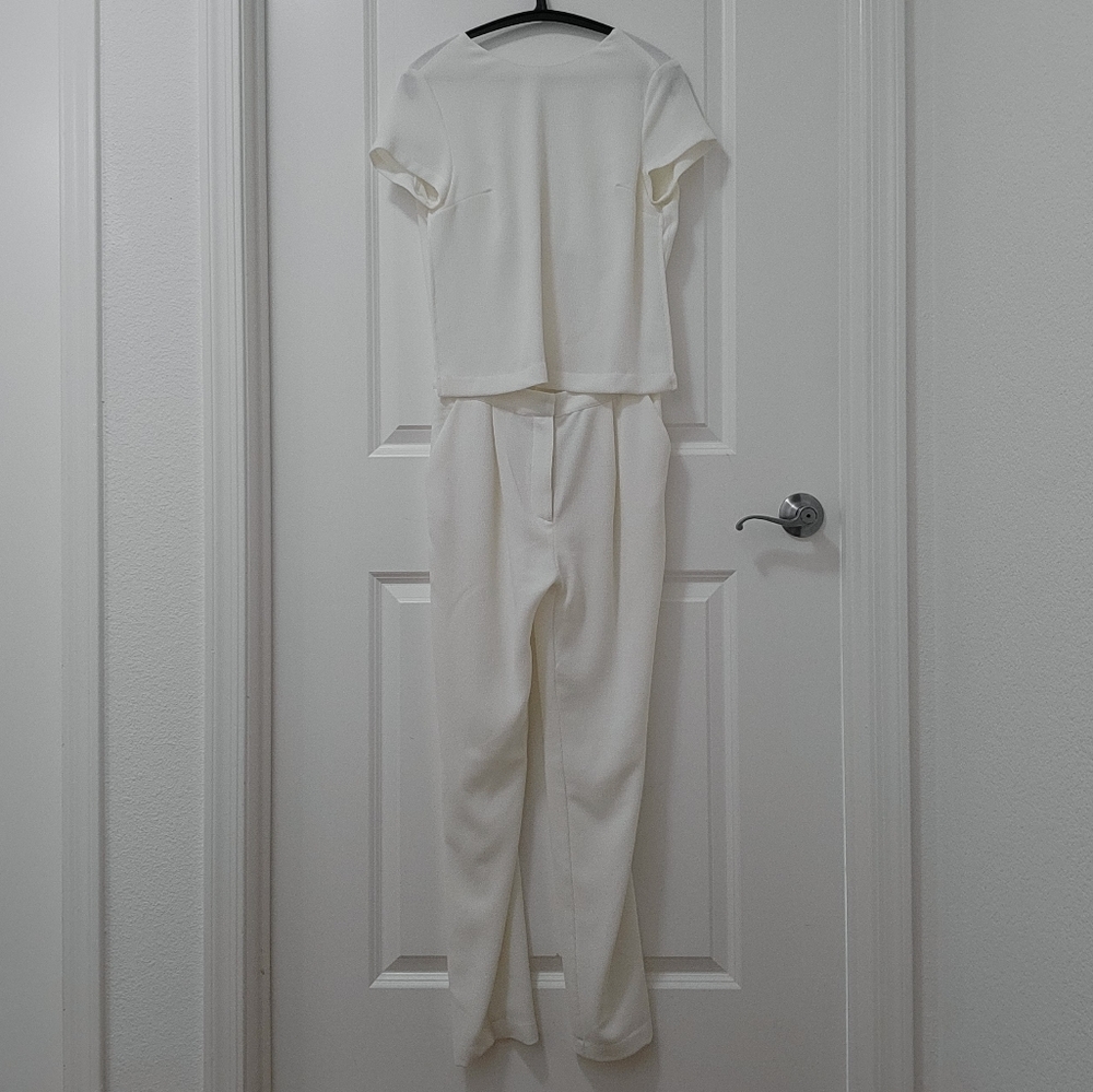 Zara White Short Sleeve Jumpsuit Women US Size XS